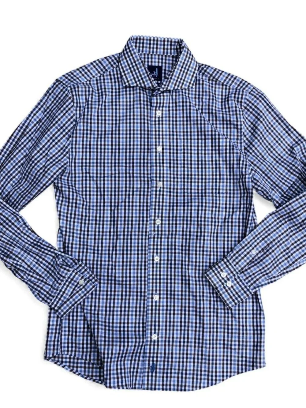 JOHNNIE-O Slim Fit Button Down Shirt Men's Small Plaid Long Sleeve Blue Top